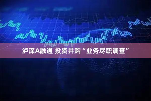 泸深A融通 投资并购“业务尽职调查”