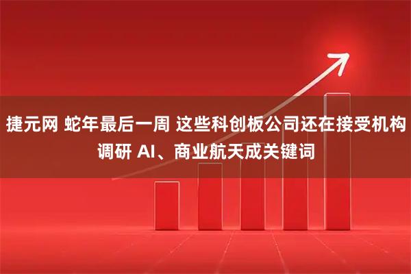 捷元网 蛇年最后一周 这些科创板公司还在接受机构调研 AI、商业航天成关键词